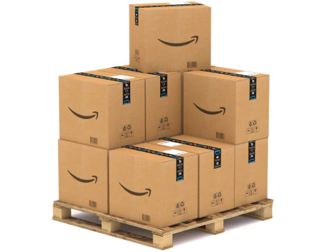 Amazon Cardboard Box with Pallet 3D Model