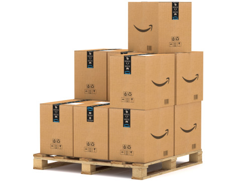 亚马逊带托盘纸板箱 3D 模型