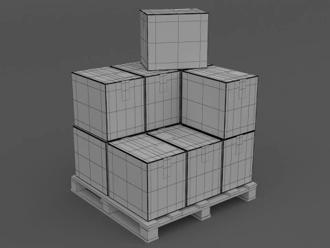 Fedex Cardboard Box with Pallet 3D Model