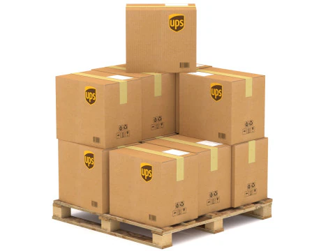 UPS Cardboard Box with Pallet 3D Model