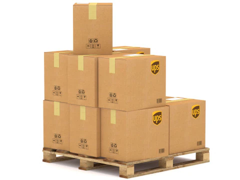 UPS Cardboard Box with Pallet 3D Model