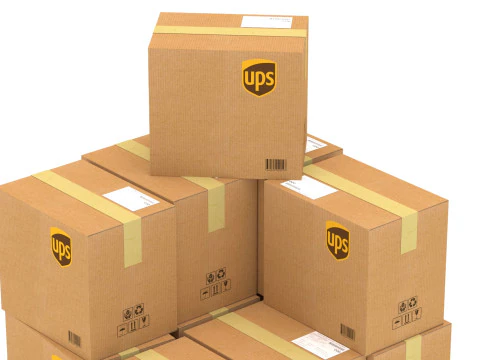 UPS Cardboard Box with Pallet 3D Model