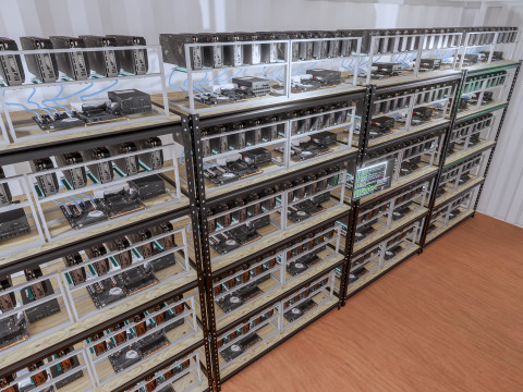 Güneş Panelli Madencilik Çiftliği Konteyneri 3D Model