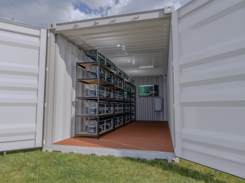 Güneş Panelli Madencilik Çiftliği Konteyneri 3D Model