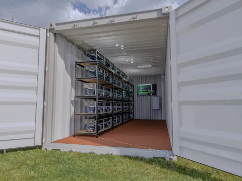 Mining Farm Container with Solar Panel 3D Model