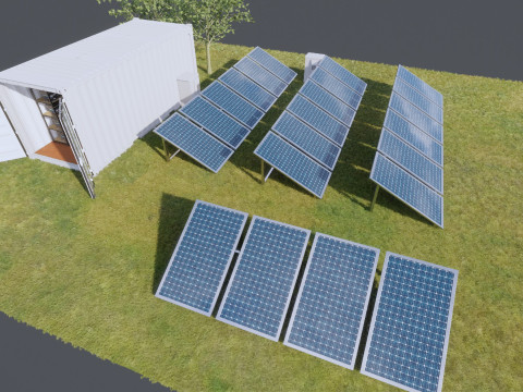 Güneş Panelli Madencilik Çiftliği Konteyneri 3D Model