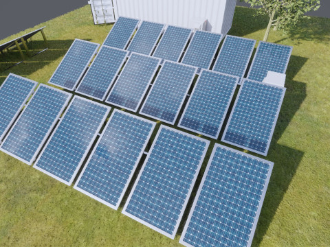 Güneş Panelli Madencilik Çiftliği Konteyneri 3D Model