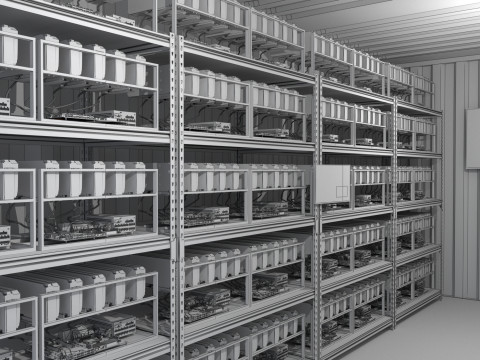 Güneş Panelli Madencilik Çiftliği Konteyneri 3D Model