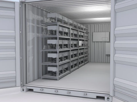 Mining Farm Container with Solar Panel 3D Model