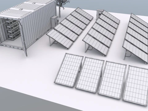 Mining Farm Container with Solar Panel 3D Model