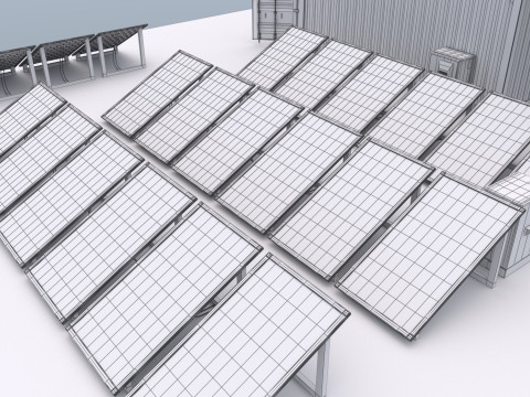 Güneş Panelli Madencilik Çiftliği Konteyneri 3D Model