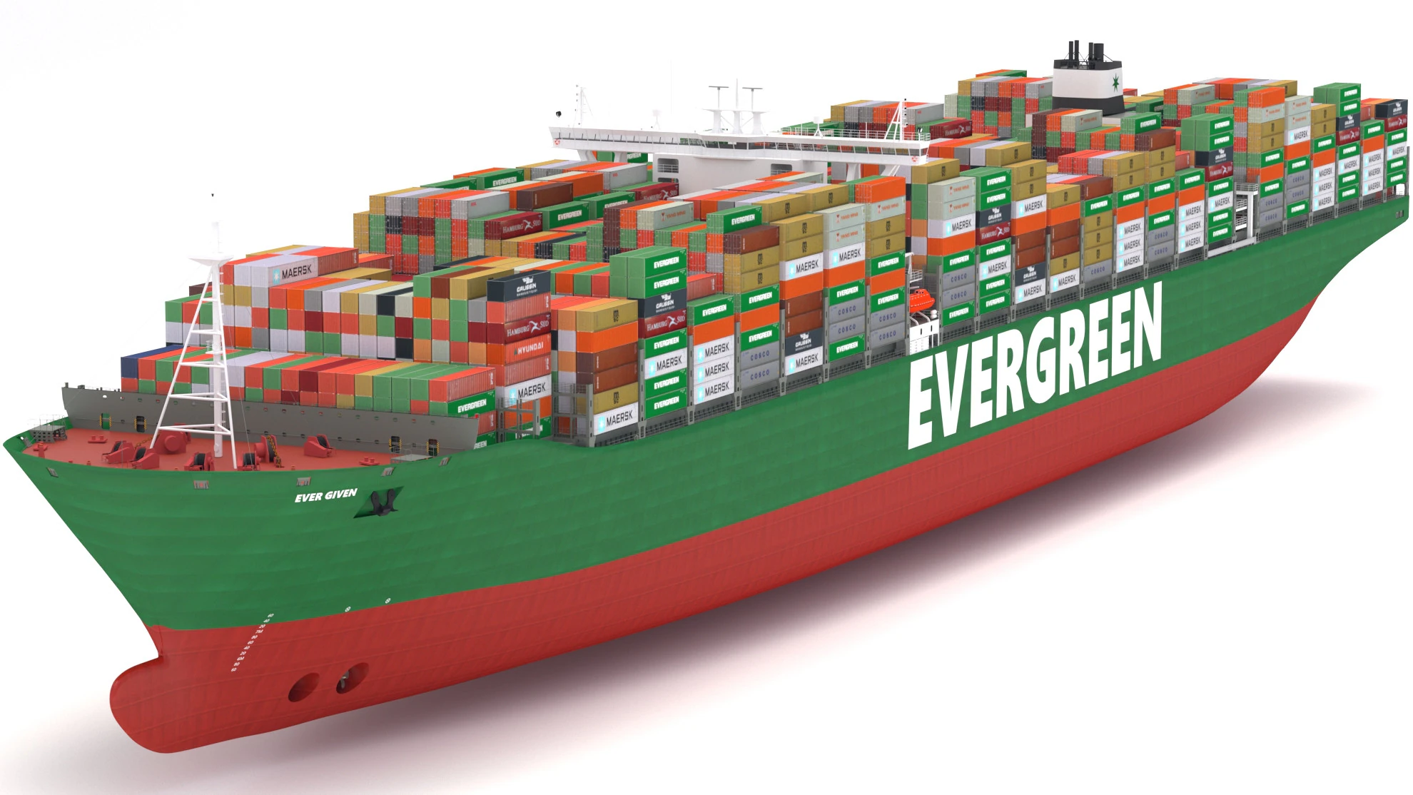 Ever Given Evergreen Container Cargo Ship 3D Model .c4d .max .obj .3ds .fbx .stl .blend 