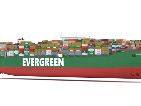 Ever Given Evergreen Container Cargo Ship 3D Model