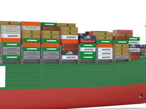 Ever Given Evergreen Container Cargo Ship 3D Model