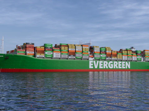 Ever Given Evergreen Container Cargo Ship 3D Model