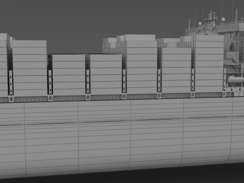 Ever Given Evergreen Container Cargo Ship 3D Model