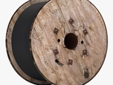 Деревянный кабельный барабан 3D Модель