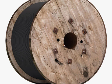 Houten kabeltrommel 3D Model