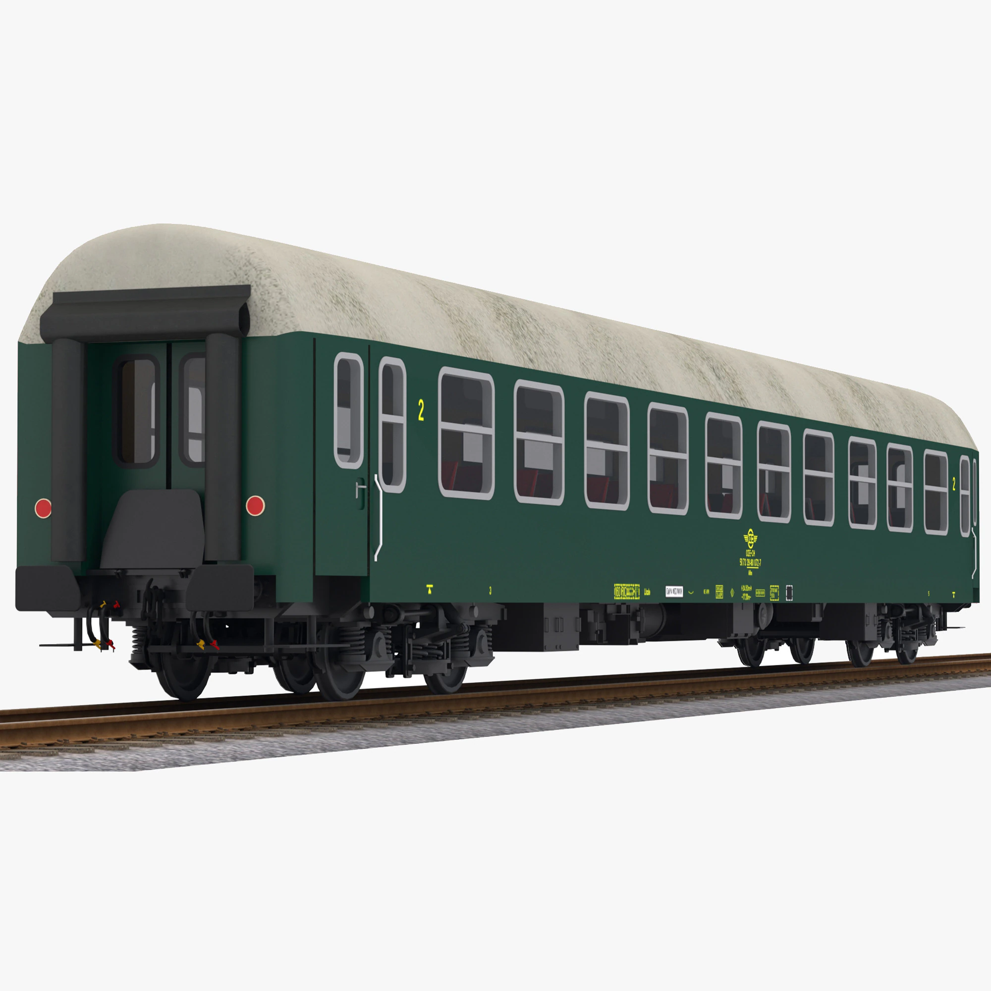 Ose Veb UIC-Y Passenger Train Car Green 3D Model .c4d .max .obj .3ds .fbx .stl .blend 