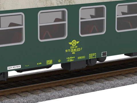 Ose Veb UIC-Y Passenger Train Car Green 3D Model