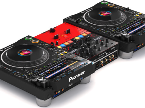 पायनियर डीजे सेट 4 डीजेएम-एस5 और सीडीजे 3000 नेक्सस 3D मॉडल