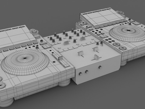 पायनियर डीजे सेट 4 डीजेएम-एस5 और सीडीजे 3000 नेक्सस 3D मॉडल