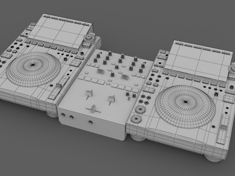 पायनियर डीजे सेट 4 डीजेएम-एस5 और सीडीजे 3000 नेक्सस 3D मॉडल