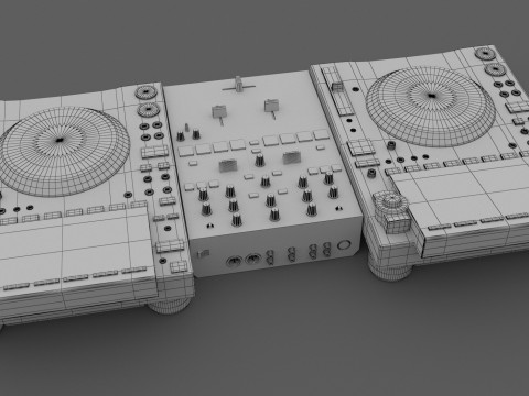 पायनियर डीजे सेट 4 डीजेएम-एस5 और सीडीजे 3000 नेक्सस 3D मॉडल