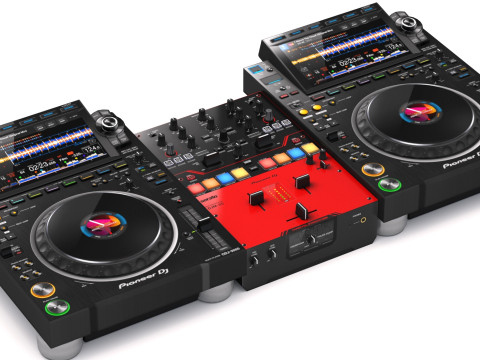 पायनियर डीजे सेट 4 डीजेएम-एस5 और सीडीजे 3000 नेक्सस 3D मॉडल