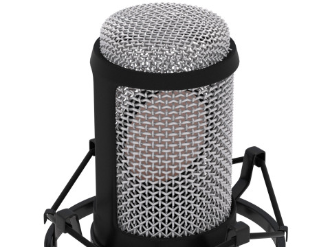 स्टैंड के साथ माइक्रोफोन स्टूडियो 3D मॉडल