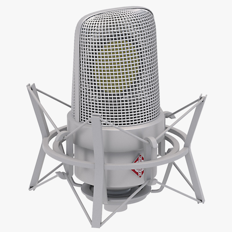 Neumann TLM 49 带支架麦克风 3D 模型 .c4d .max .obj .3ds .fbx .stl .blend 