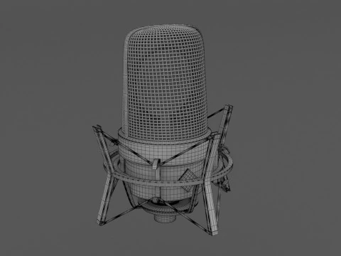 Neumann TLM 49 Microphone with Stand 3D Model