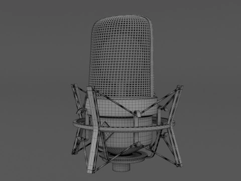 Neumann TLM 49 Microphone with Stand 3D Model