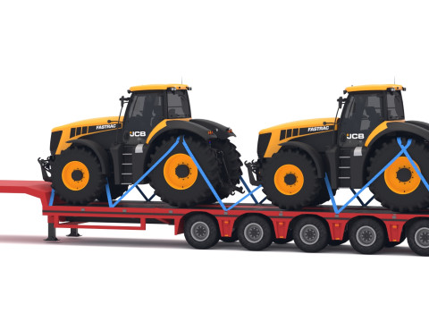 带 JCB Fastrac 8310 的 Lowboy 拖车 3D 模型