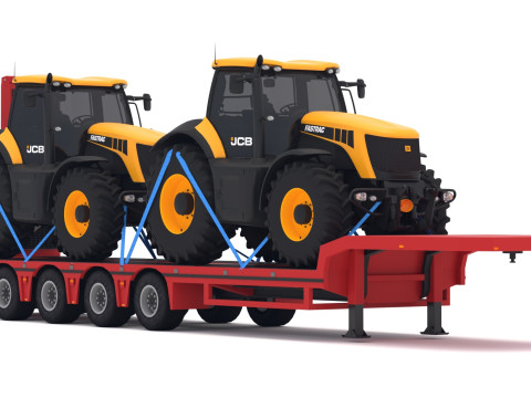 带 JCB Fastrac 8310 的 Lowboy 拖车 3D 模型