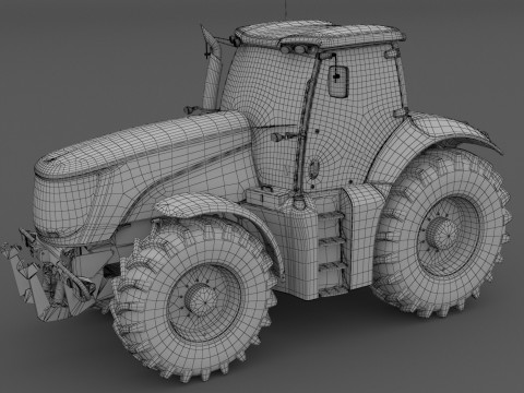带 JCB Fastrac 8310 的 Lowboy 拖车 3D 模型