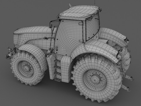 带 JCB Fastrac 8310 的 Lowboy 拖车 3D 模型