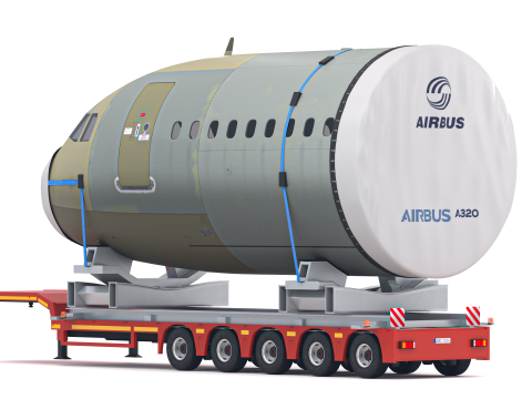 Прицеп Lowboy с самолетом 3D Модель