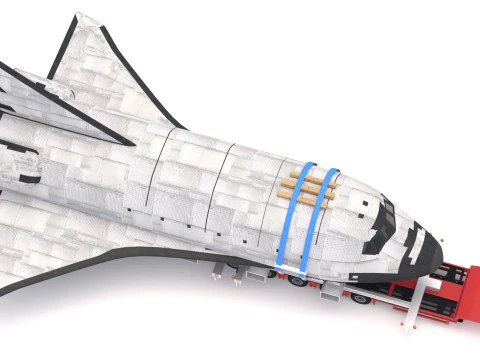 Lowboy Trailer with Space Shuttle 3D Model