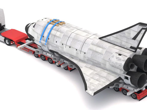 Volvo fh16 2021 і причіп Lowboy з космічним човником 3D Модель