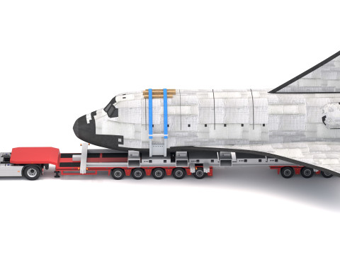 Volvo fh16 2021 und Lowboy Trailer mit Space Shuttle 3D Modell