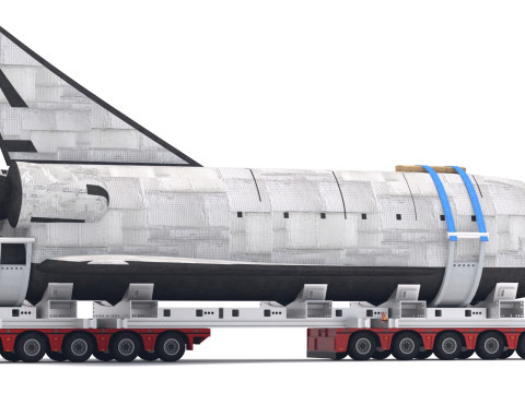 Volvo fh16 2021 und Lowboy Trailer mit Space Shuttle 3D Modell