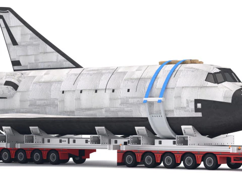 Volvo fh16 2021 і причіп Lowboy з космічним човником 3D Модель