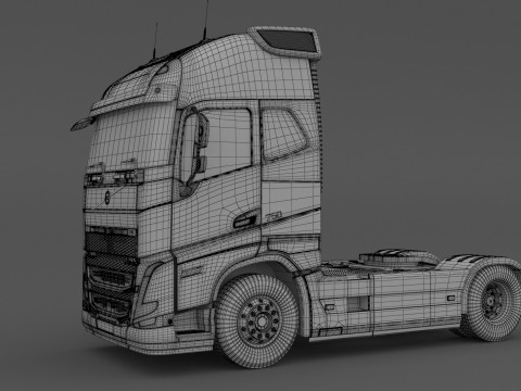 Volvo fh16 2021 und Lowboy Trailer mit Space Shuttle 3D Modell