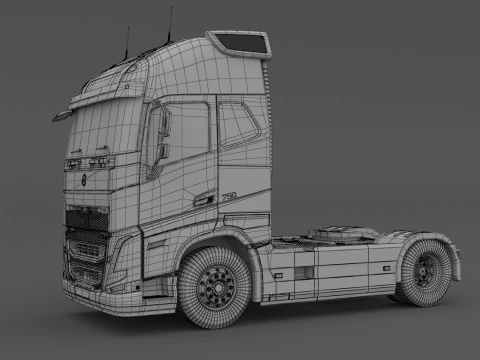 Volvo fh16 2021 and Lowboy Trailer with Airplane 3D Model