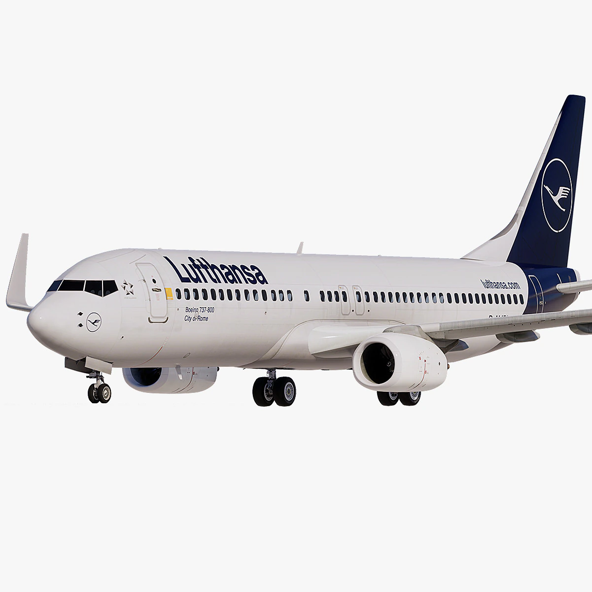 Lufthansa Boeing 737-800 3D Model .c4d .max .obj .3ds .fbx .stl .blend
