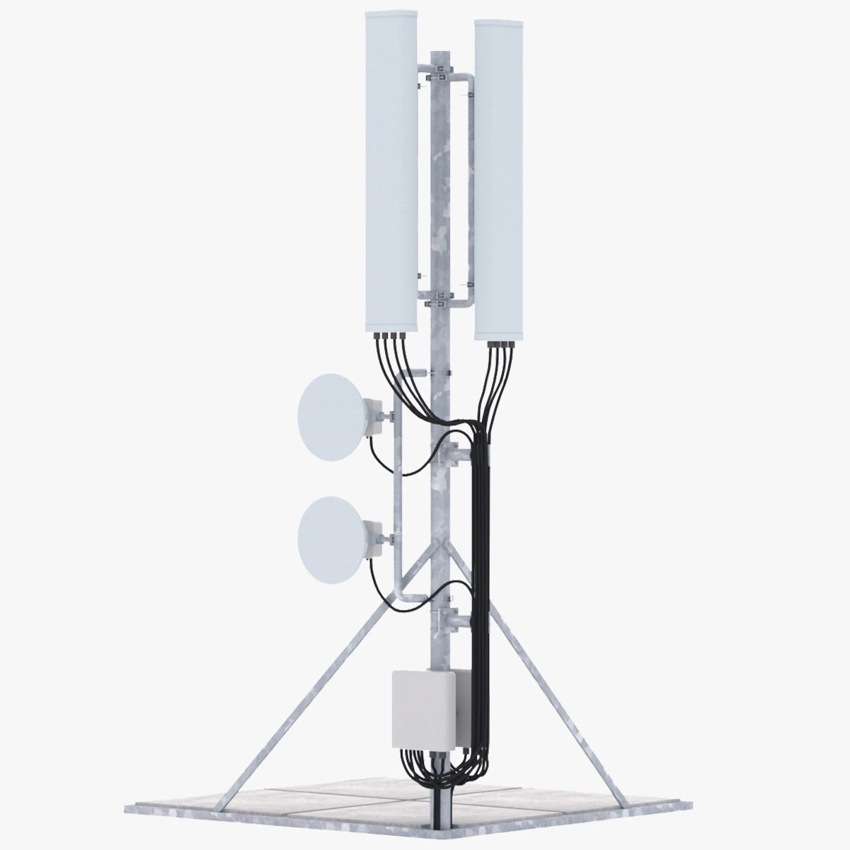 Rooftop Cell Phone Tower 1 3D Model .c4d .max .obj .3ds .fbx .stl .blend 