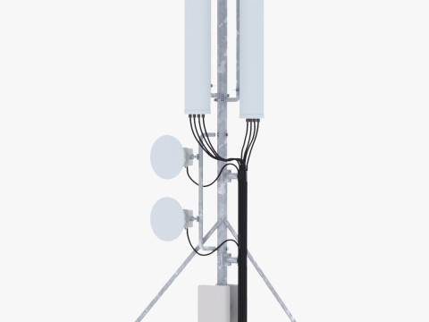 Mobiele telefoontoren op het dak 1 3D Model