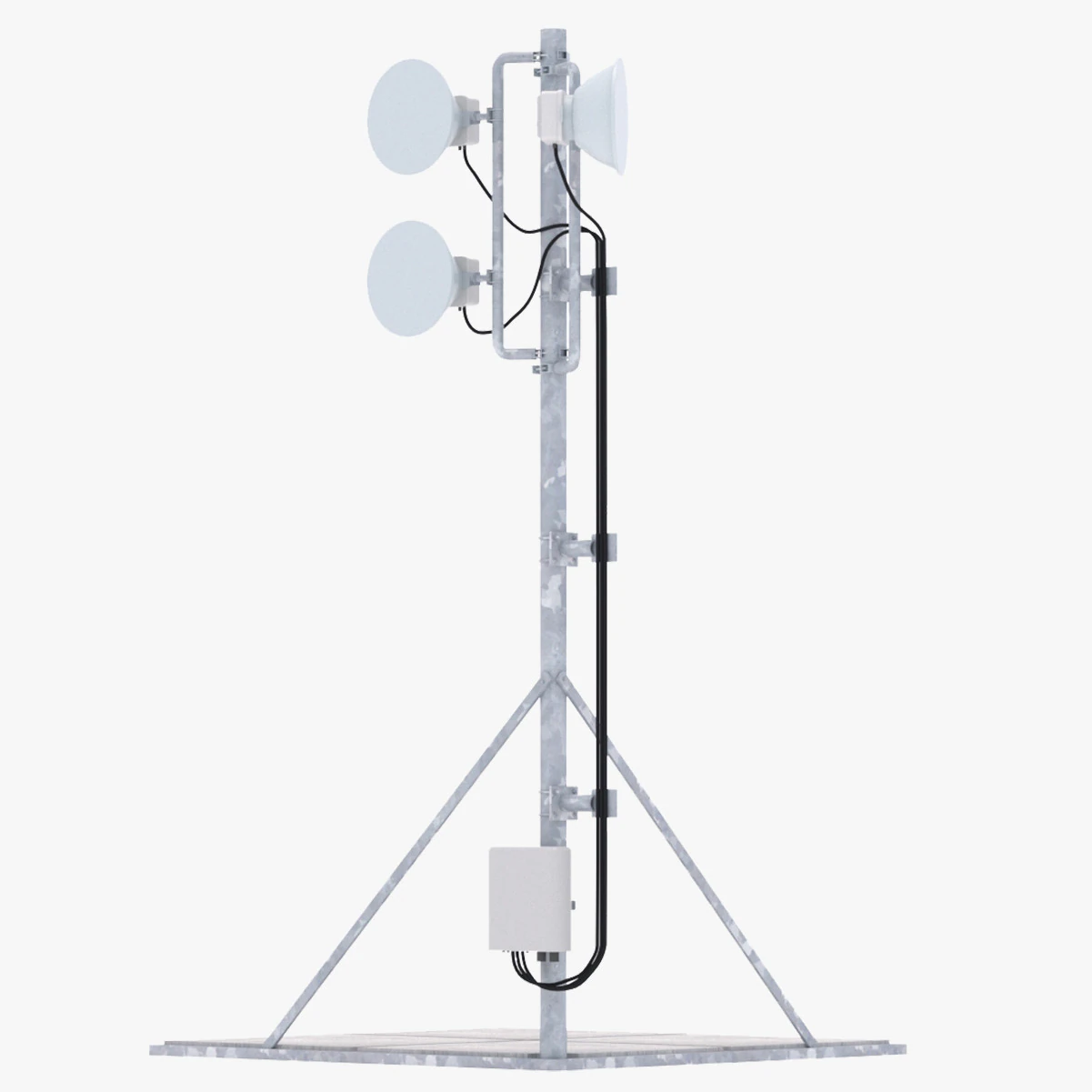 Rooftop Cell Phone Tower 2 3D Model .c4d .max .obj .3ds .fbx .stl .blend