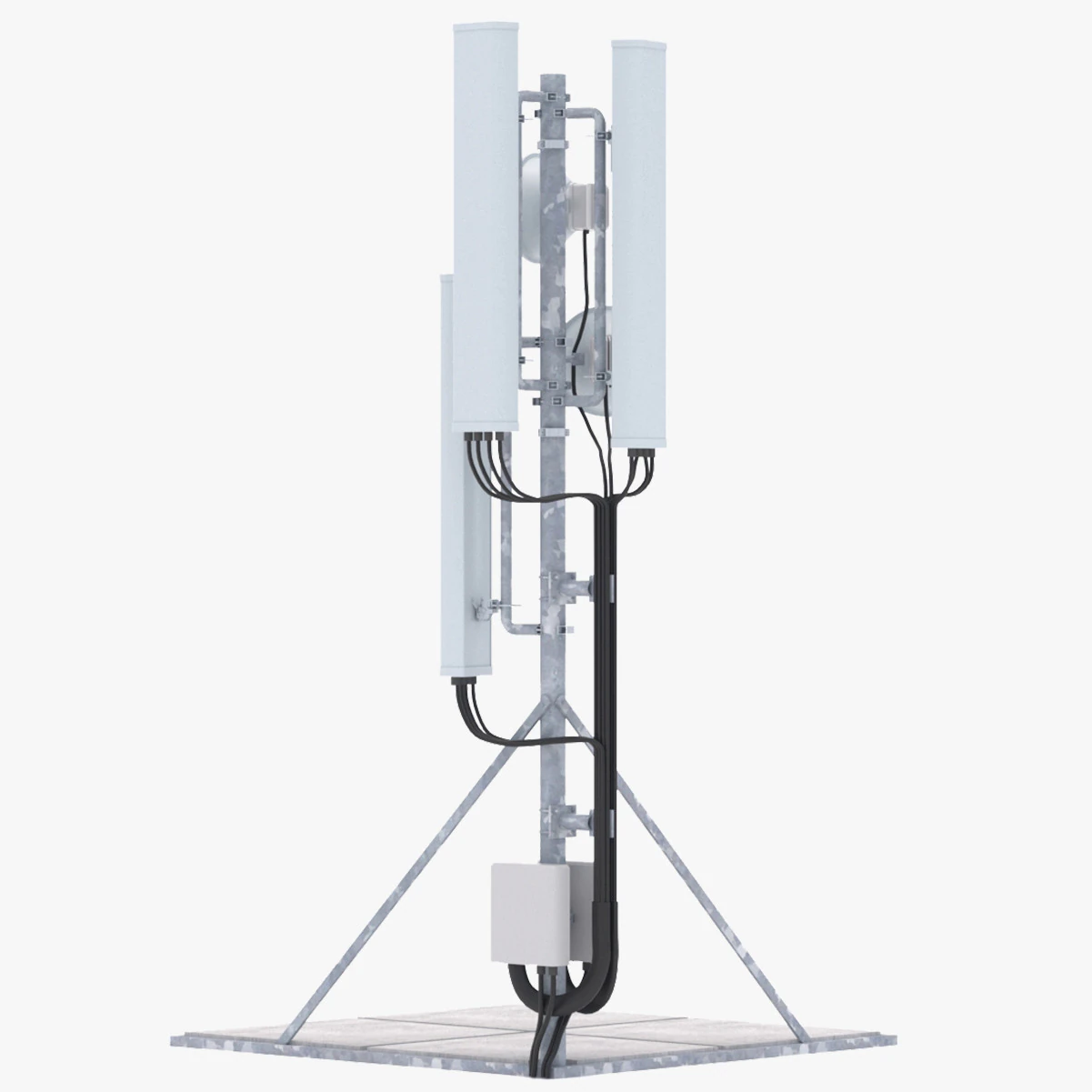 Rooftop Cell Phone Tower 3 3D Model .c4d .max .obj .3ds .fbx .stl .blend 